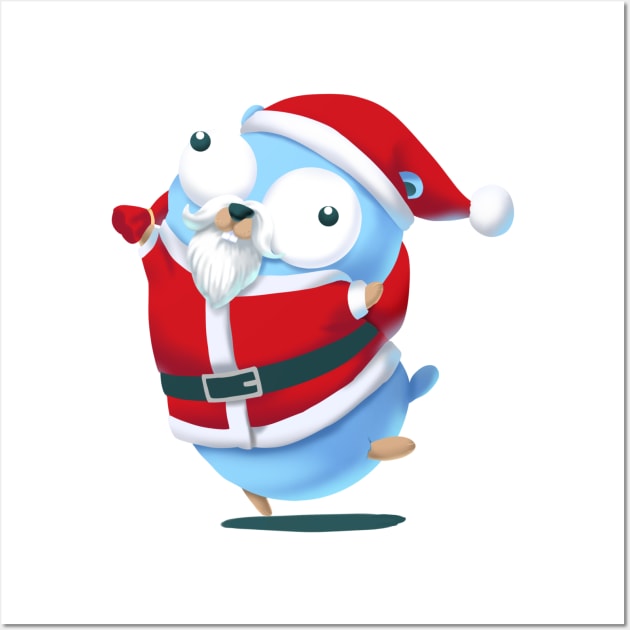 Golang Gopher Mouse Go Christmas Wall Art by clgtart